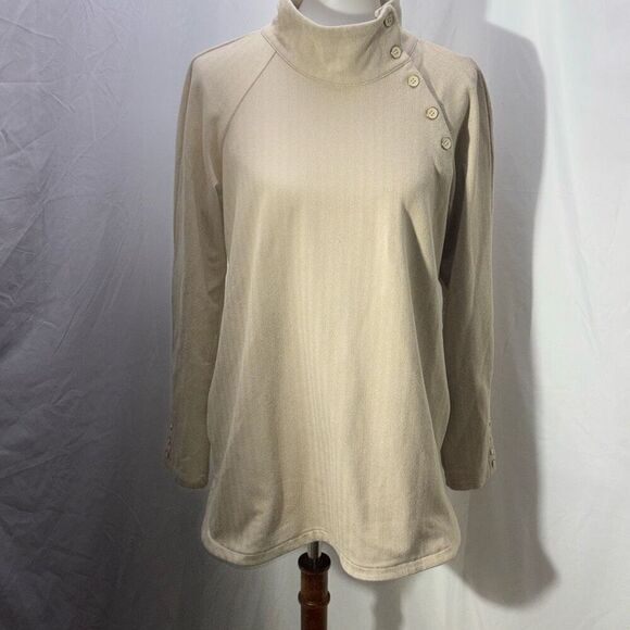 J McLaughlin Marisa PUllover Turtle/Funnel Neck top  sweater pockets Sz L - Picture 3 of 9